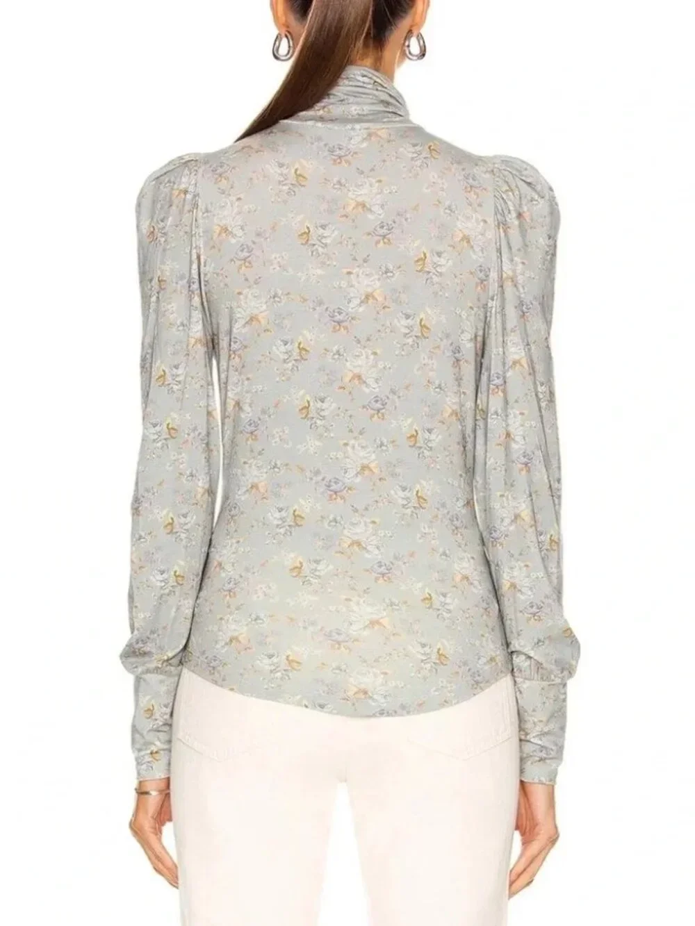 LoveShackFancy Vienna Turtleneck Top in Sky Gray